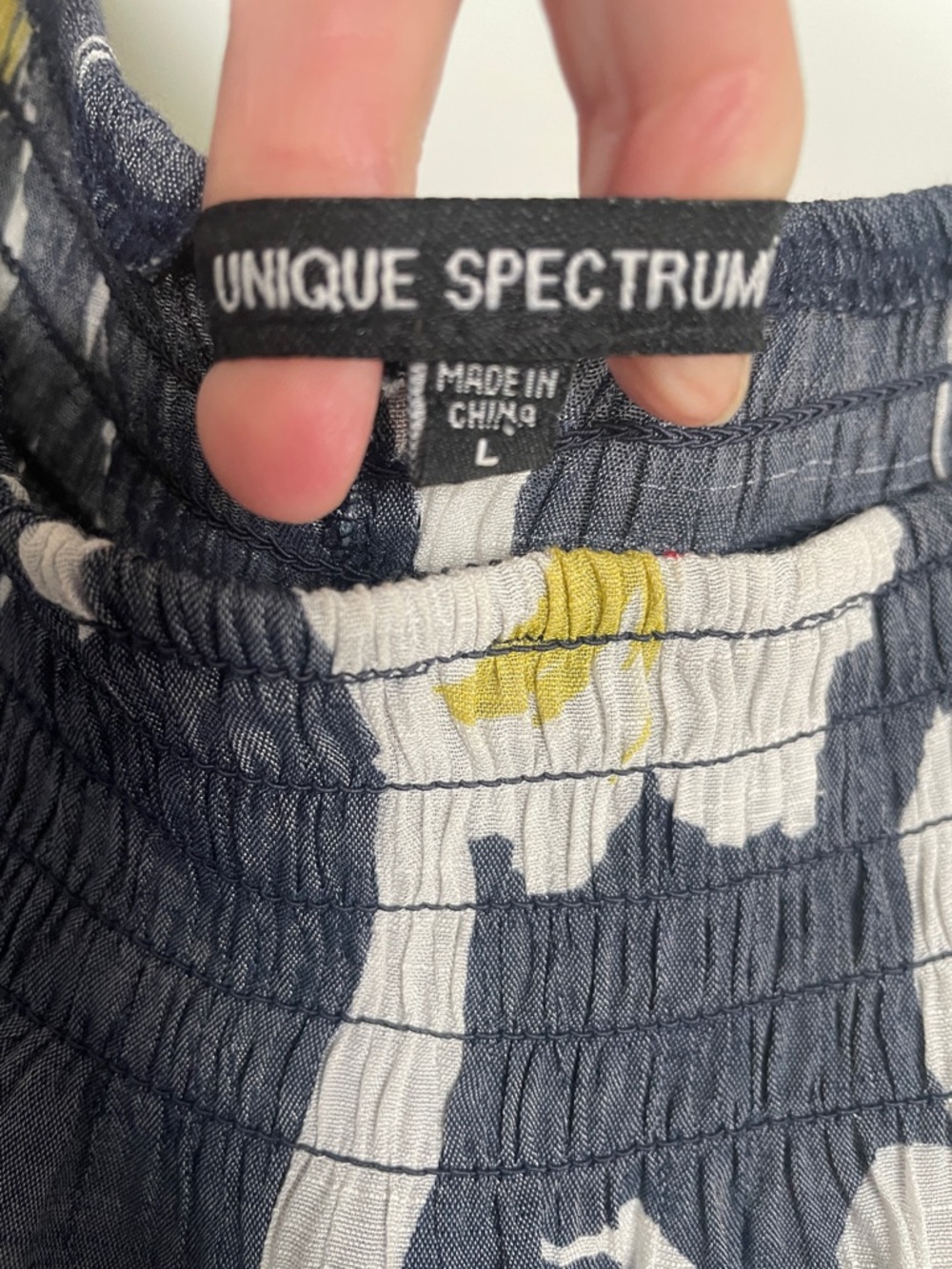 Unique Spectrum Floral Peasant Blouse with White, Yellow & Pink Accents - Picture 3 of 6